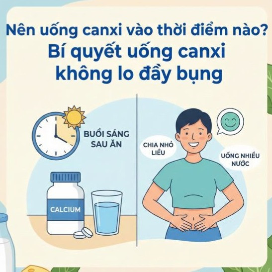 Nên uống canxi vào thời điểm nào? Bí quyết uống canxi không lo đầy bụng